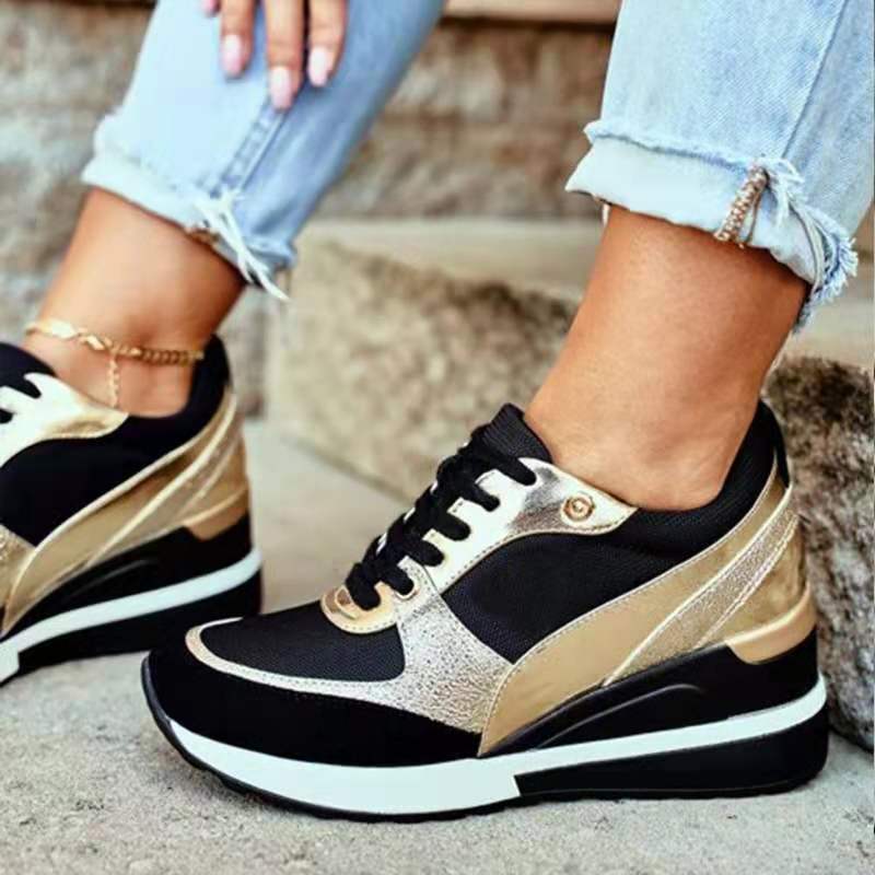 Color Matching Spring Low Cut Daily Black Breathable Female Round Toe Women's Shoes