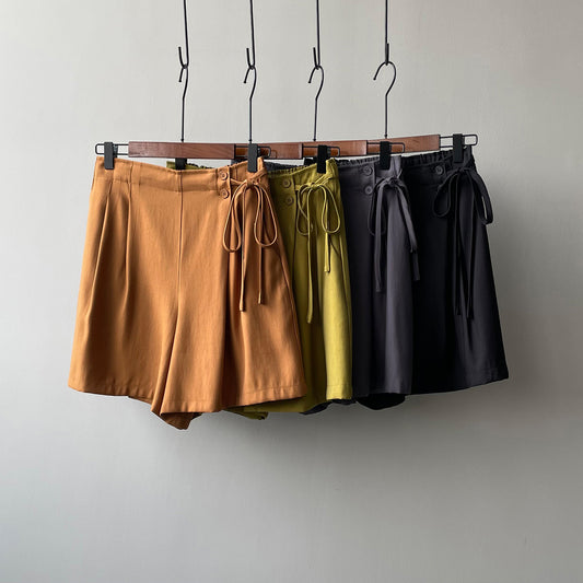 Women's Summer Lace-Up Niche Design High Waist Casual Shorts