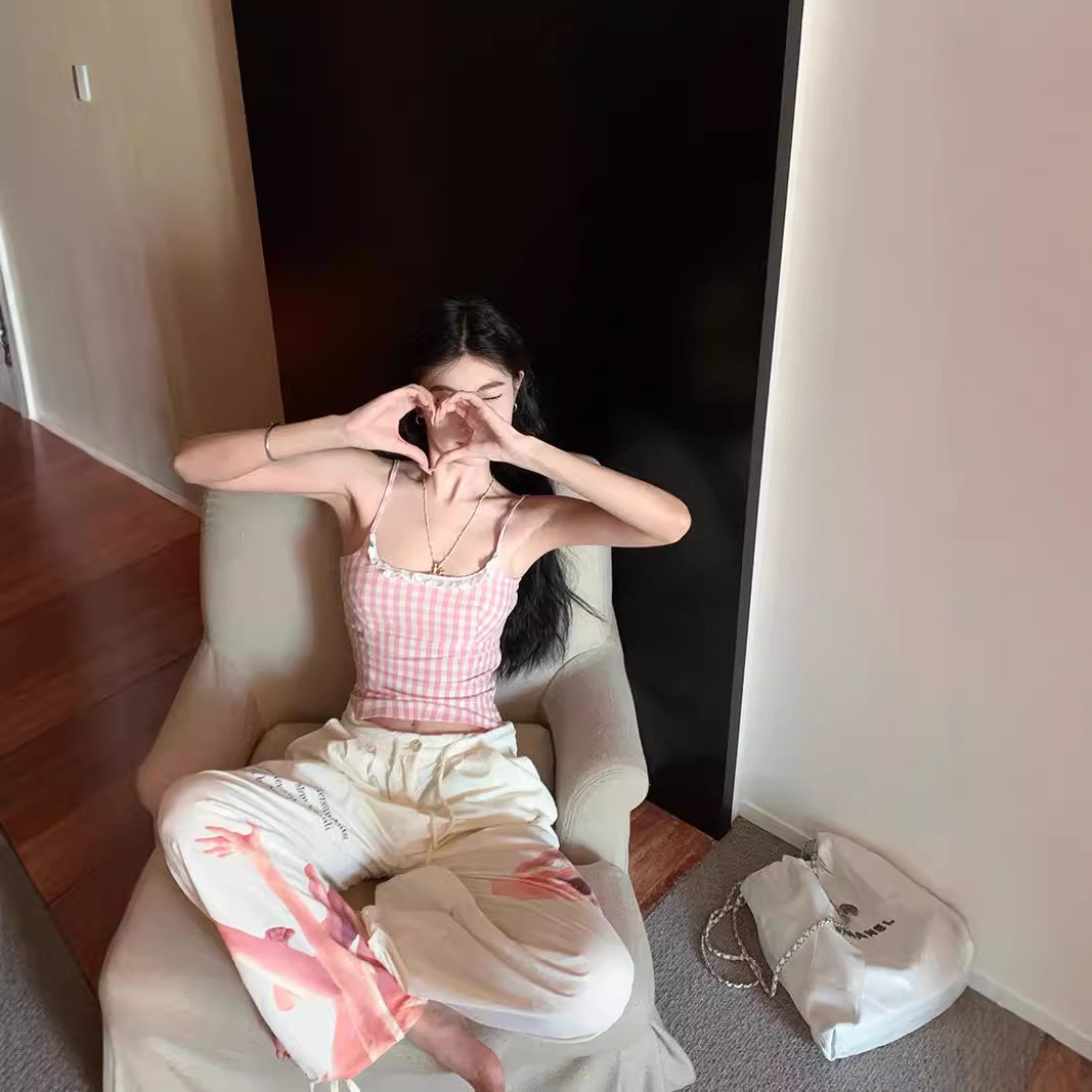 Womens Plaid LaceTrimmed Camisole FashionForward Style