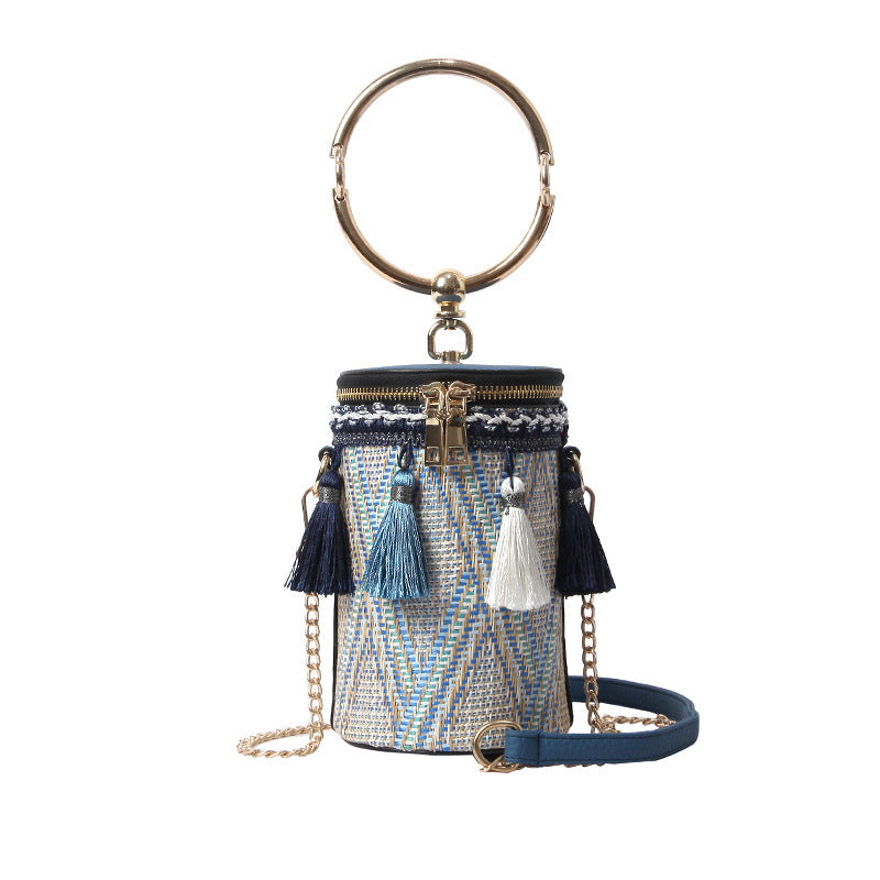 Luxury Handbag Women Bag Designer Retro Weave Feather Tassel lady Shoulder Bag