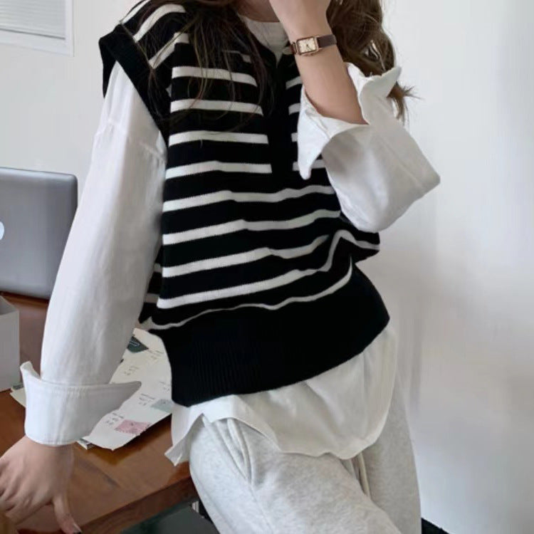 Color Matching Vest Korean Loose Waistcoat