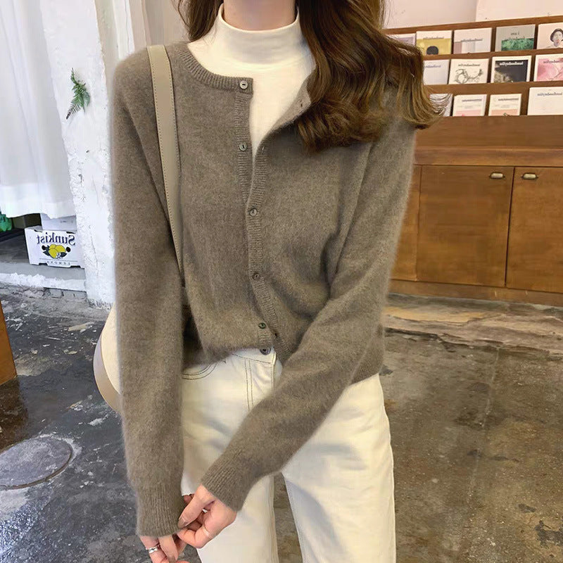 Raccoon Velvet Short Thickened Coat Cardigan Women's Design Sense Niche Small Wool Sweater