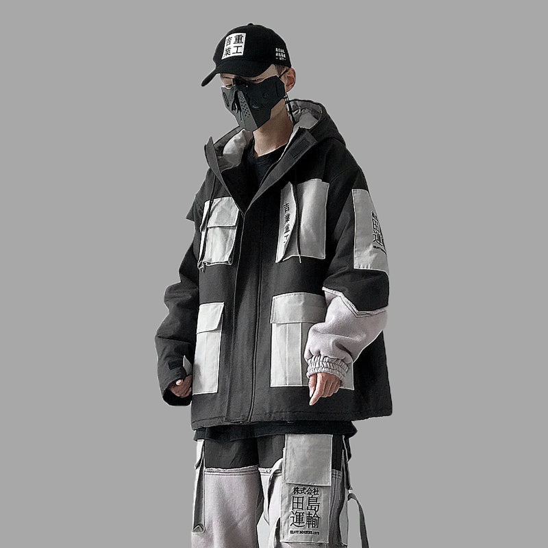 Men's loose multi-pocket cotton coat