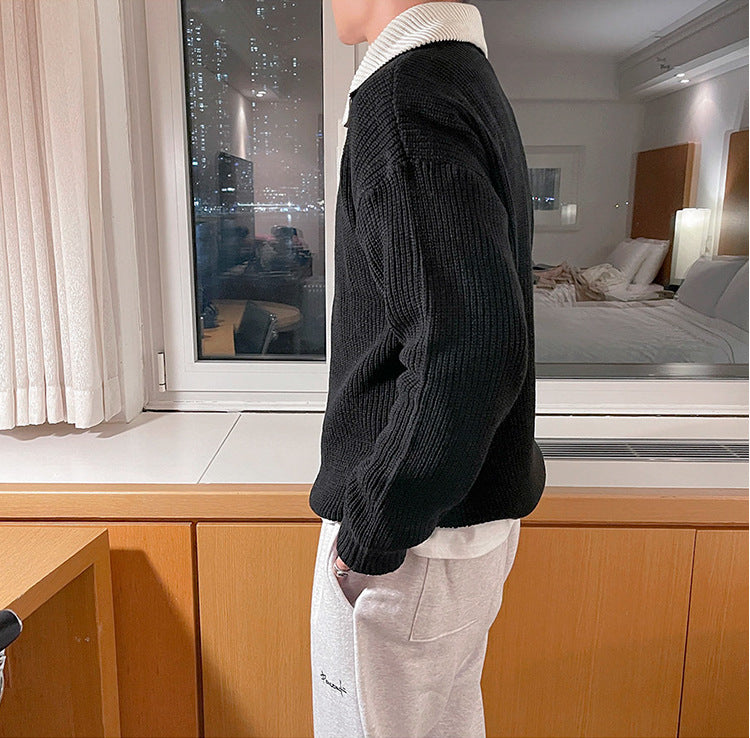 Men's Loose Half Zipper Casual Sweater Coat