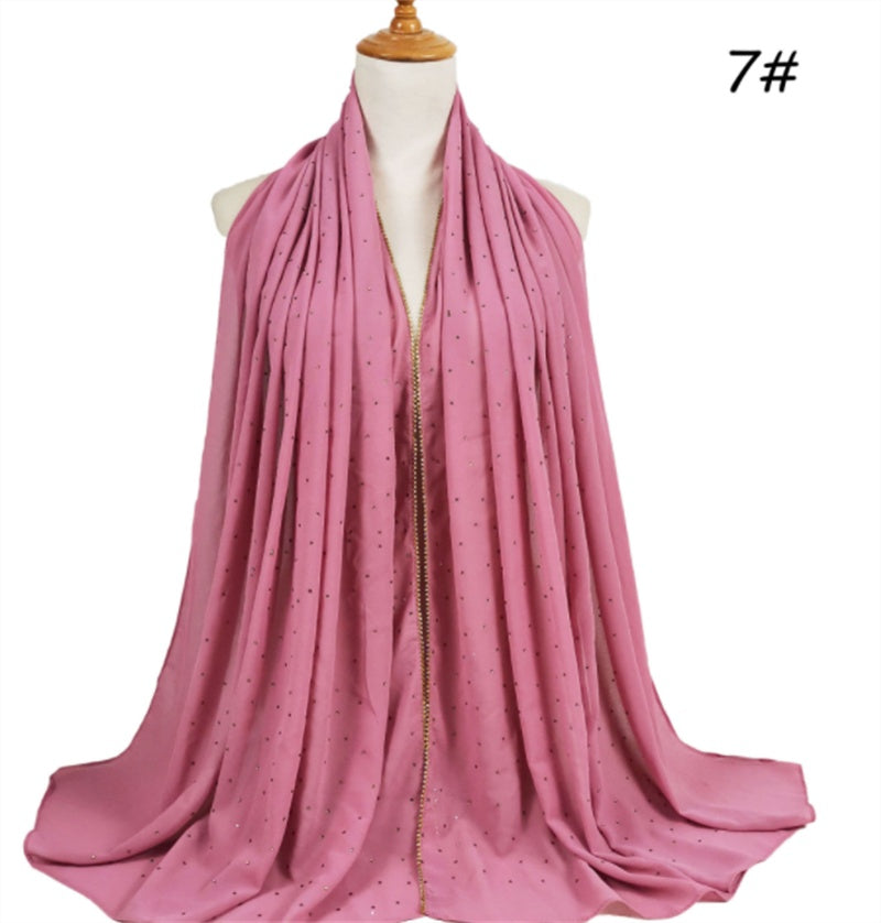 Summer Chiffon 70X180cm Pearl Beaded Scarf
