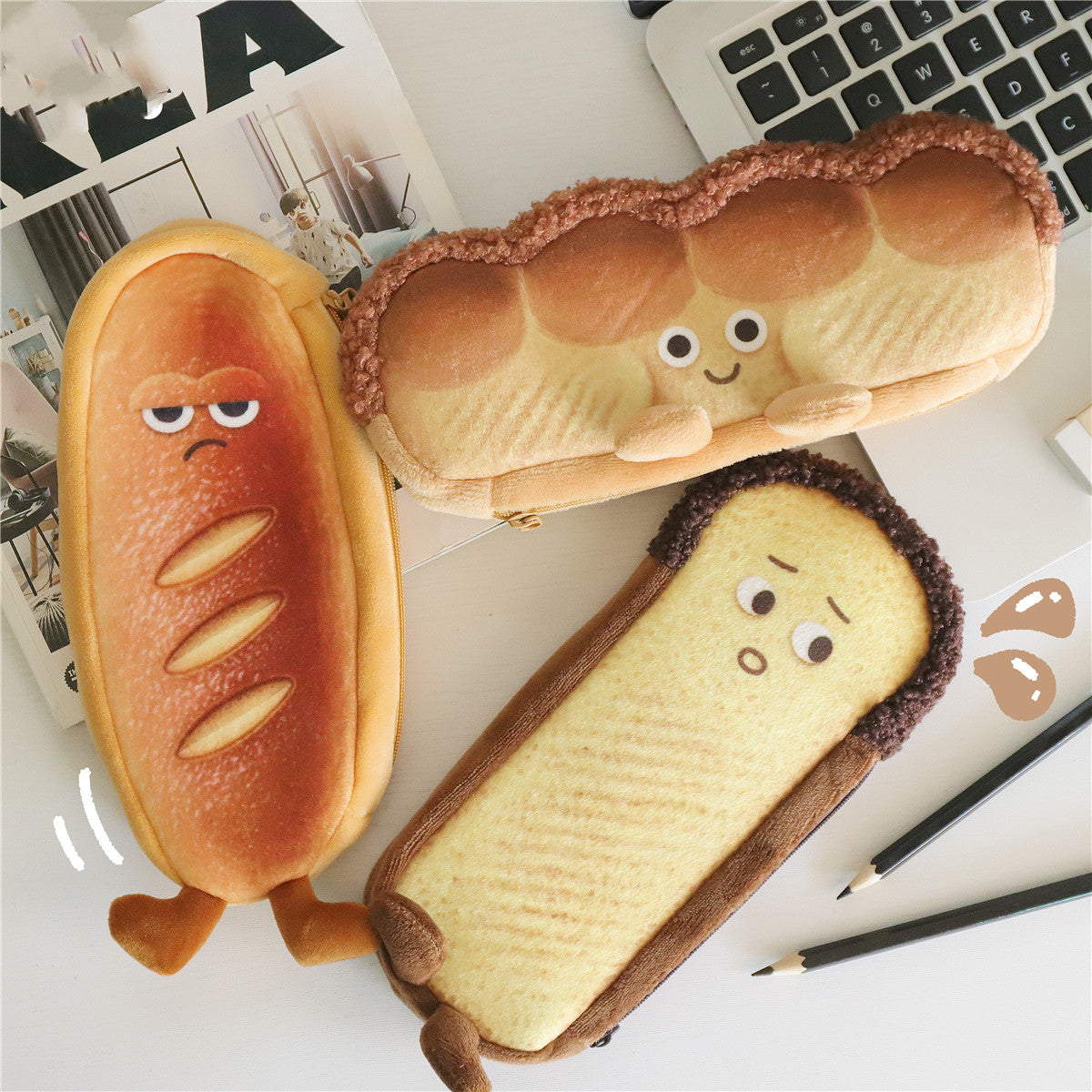 Cute Expression Sliced Toast Coin Purse