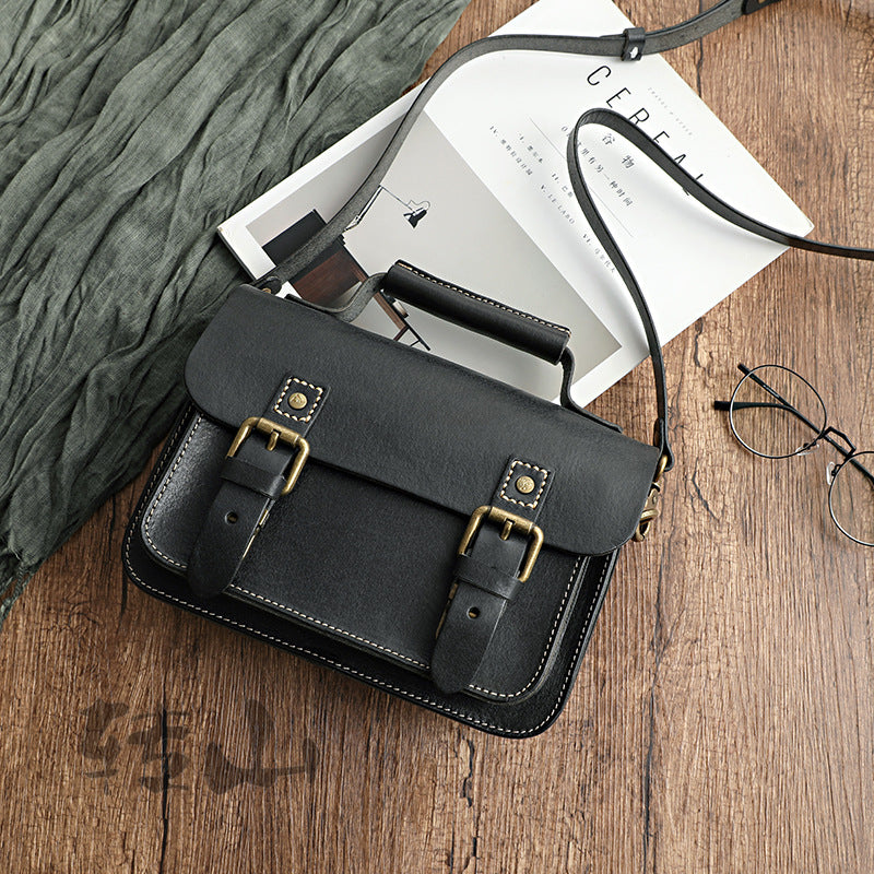 Retro Handmade Tree Cream Leather Women's Bag Vegetable Tanned Leather