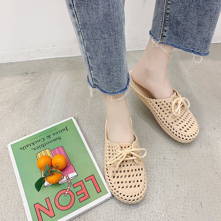 Retro seaside vacation Baotou lazy half slippers