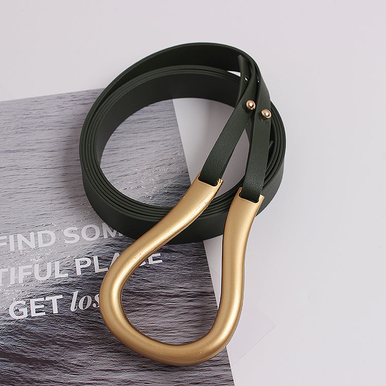 Metal curved large horseshoe buckle belt