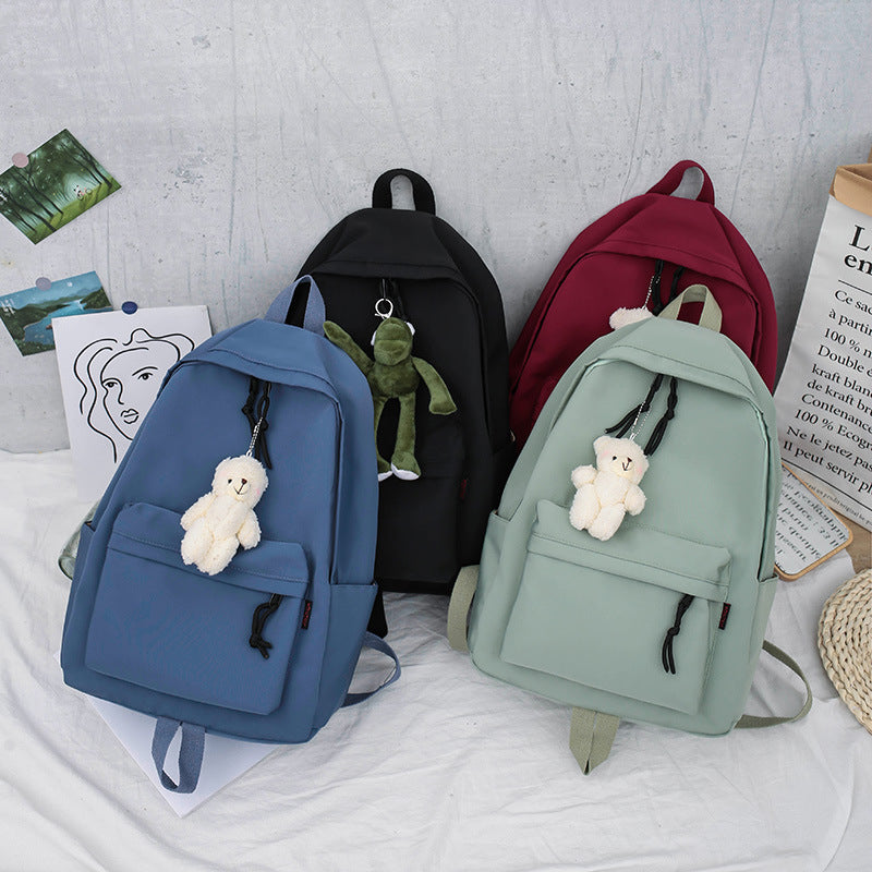 Female College Student Solid Color Large Capacity Harajuku Style Backpack