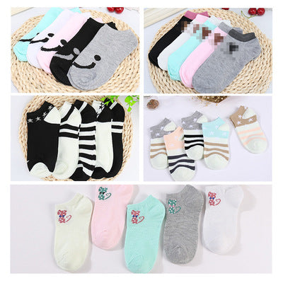 Socks children's socks light socks cartoon low help summer polyester cotton thin anti slip stealth stealth ship socks female wholesale