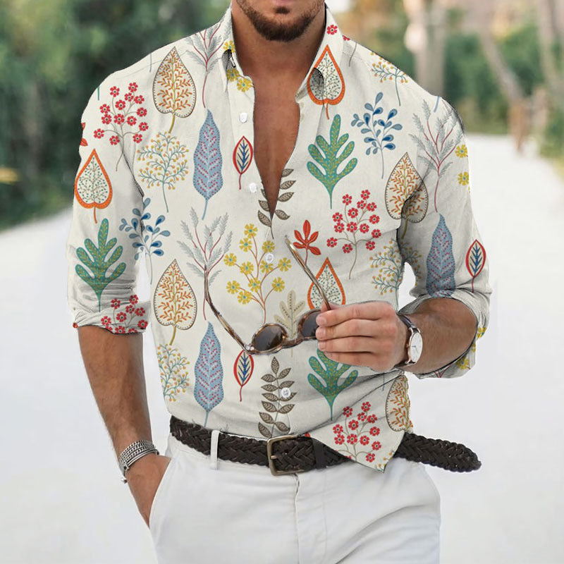 Men's Fashion Printed Cardigan Long-Sleeve Shirt