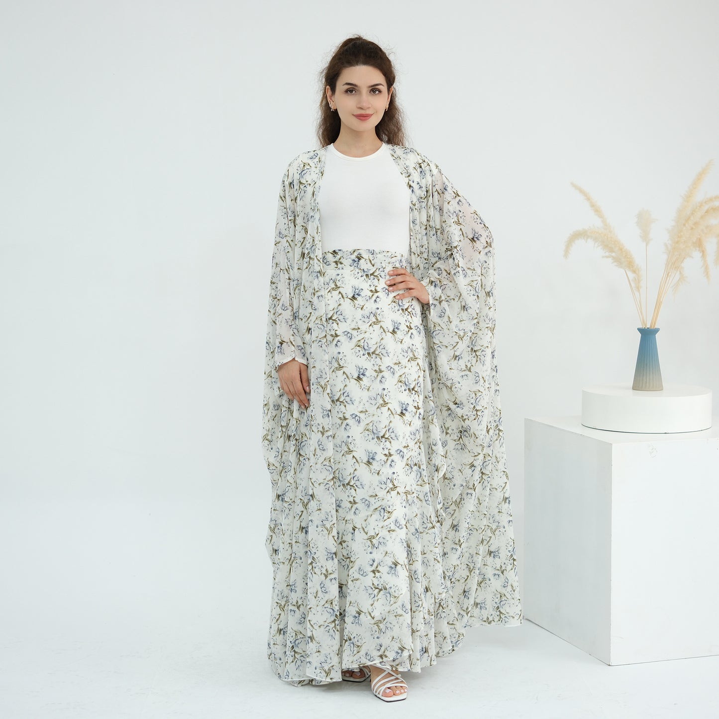 Turkey Printed Cardigan Skirt Two-piece Set LR1031