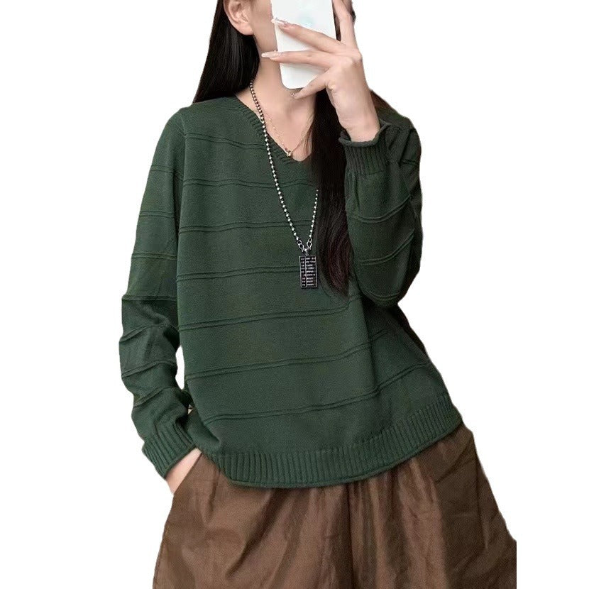 Artistic All-match V-neck Pullover Sweater