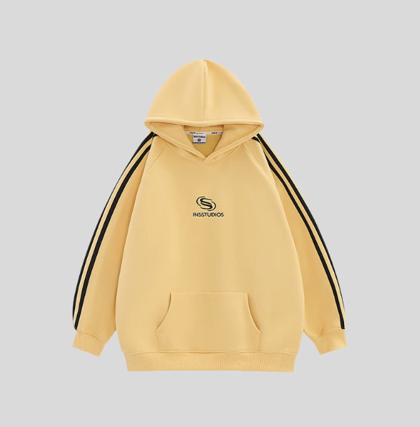 Stribet Sweater Heavy Fleece-foret Hættetrøje