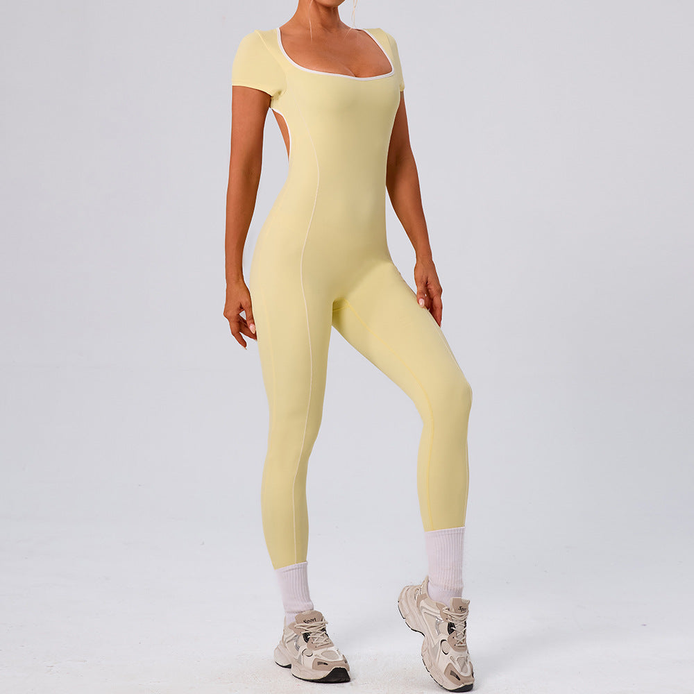 Womens Slim-fit Hollowout Jumpsuit Yoga Wear