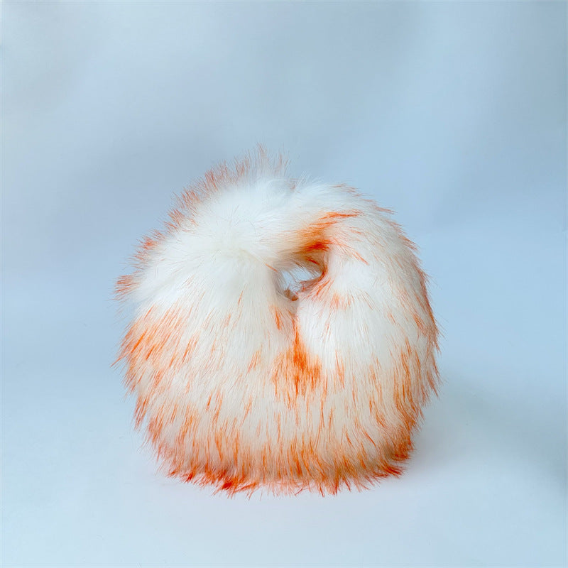 Artificial Raccoon Fur Ball Bag Plush Unique Punk Style Y2g