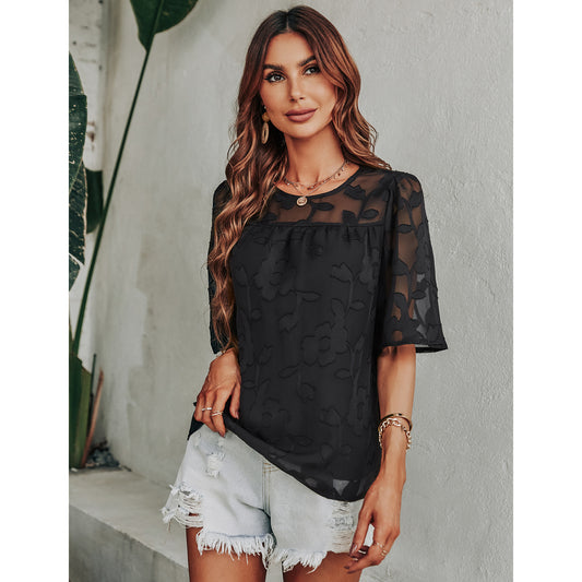 Fashion Loose Print Chiffon Shirt