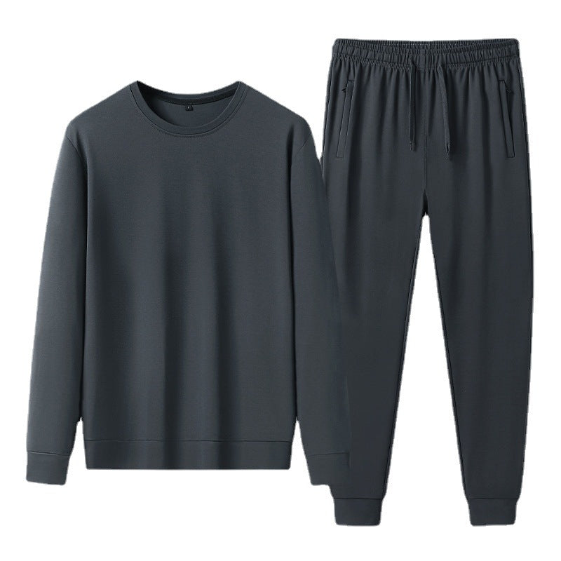 Tencel Roman Sports Leisure Men's Spring And Autumn Sweatshirt And Sweatpants Two-piece Suit