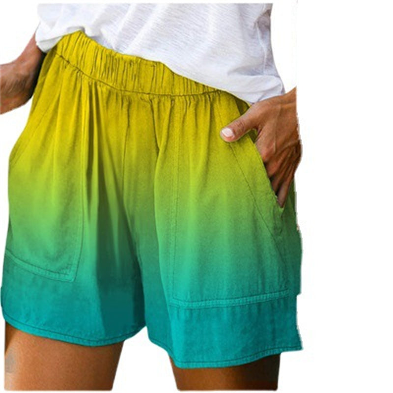 Dame Shorts med Vide Ben, Farvegradient og Lommer