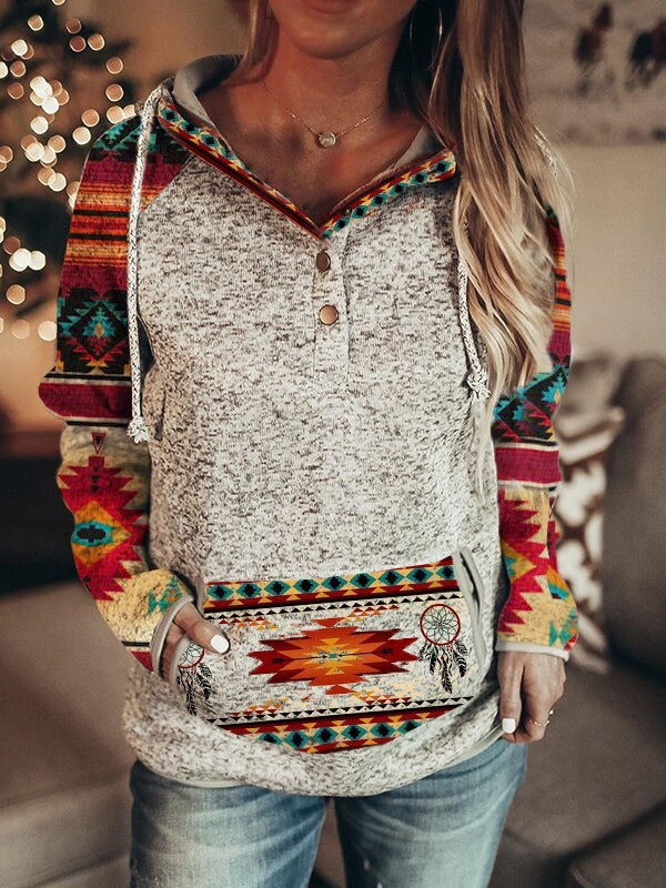 Autumn And Winter Gray Printing Women's Sweater