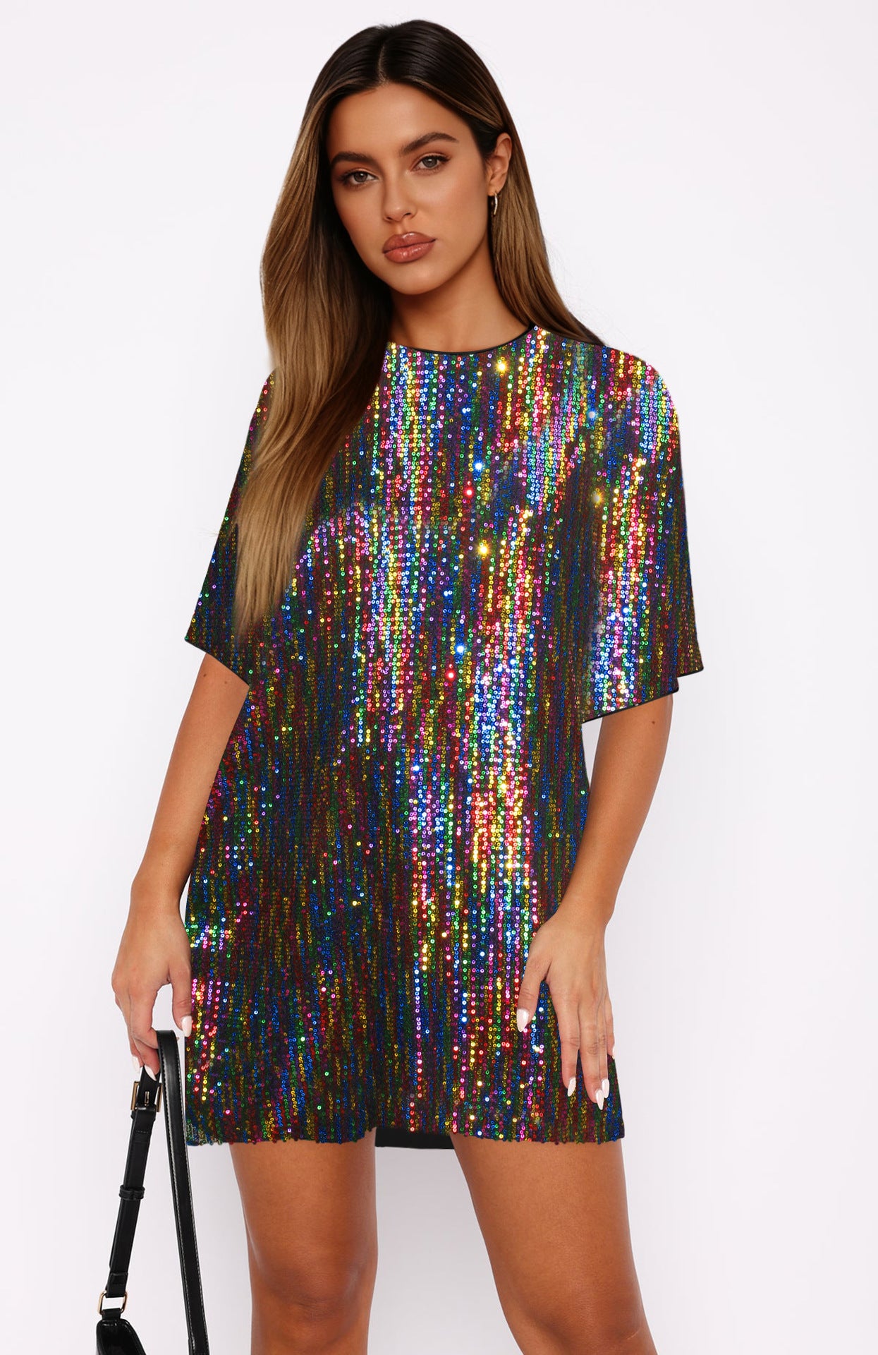 V Neck Sequin Skirt Set A Loose Elegant And Refined Dress