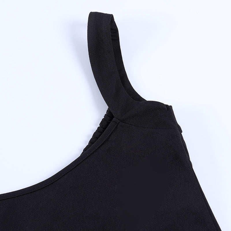 Pure Color Slim Line Waist Revealing Chest Stitching Small Vest