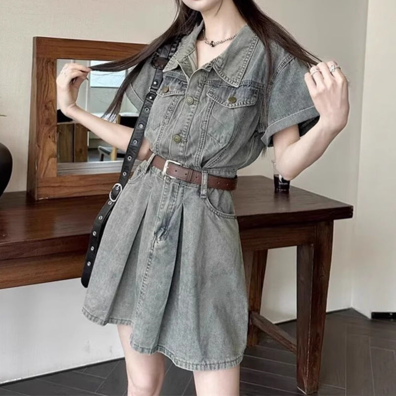 Denim Skirt Figure-flattering, Waist-cinching Design That Creates A Slimming Look