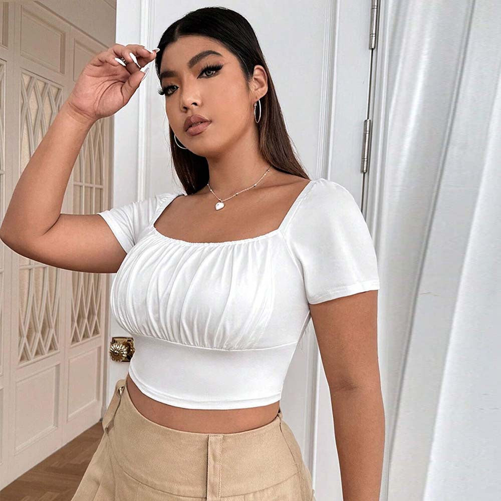 Elegant Square Neck Summer New Slim-fit T-shirt