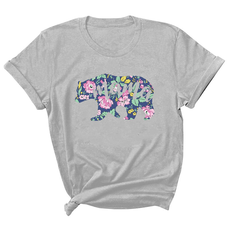 Mama Pattern Printed Short Sleeve Round Neck T-shirt Casual Fashion