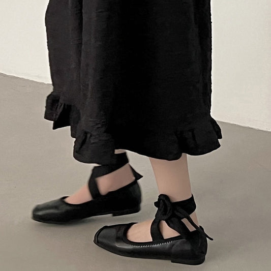 Minimalist Ins Shallow Cut Square Toe Single Shoe