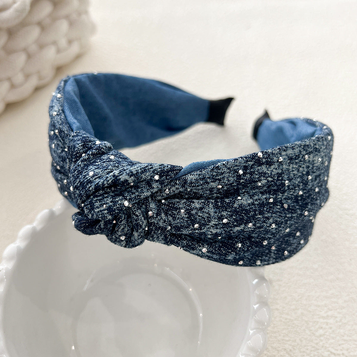 Starry Sky Fabric Denim High Skull Top Bangs Sponge Headband