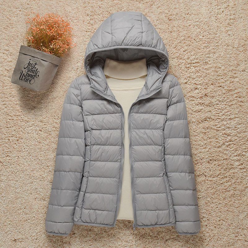 Thin Lightweight Short Type Hooded Slim Fit Down Cotton Jacket Coat