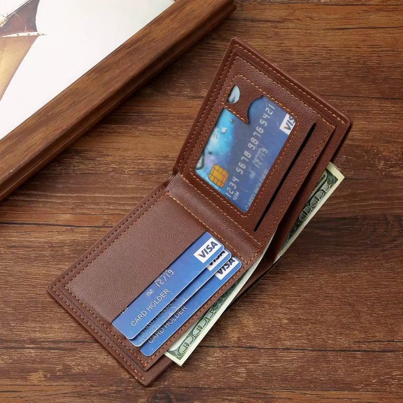 New Men'S Wallet Short Wallet Men'S Youth Fashion Thin Multi Card Large Capacity Horizontal Business Soft Leather Wallet