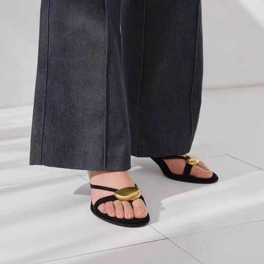 Summer New High Heel Metal Buckle Open Toe Fashion Sandals