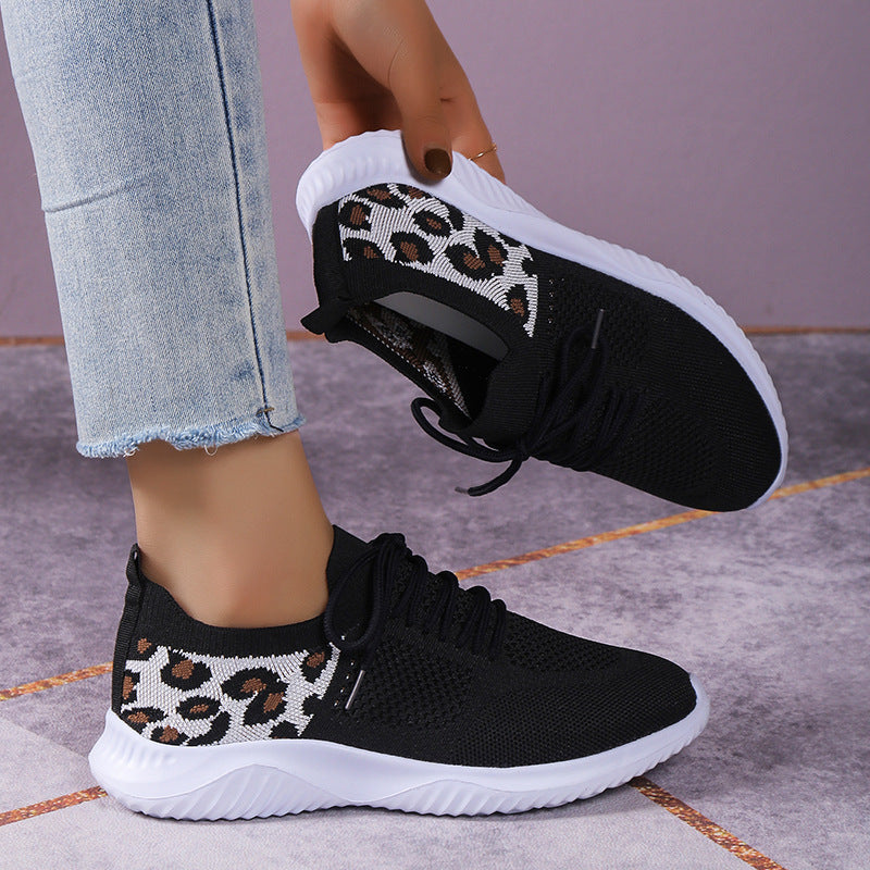 Women's Flat Casual Sports Single-layer Plus Size Lace Up Fashion Mesh Shoes