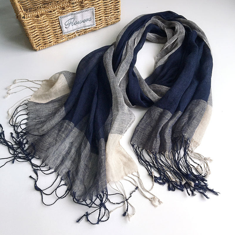 Cotton And Linen Scarf Women's Artistic Shawl Long Four Seasons Warm