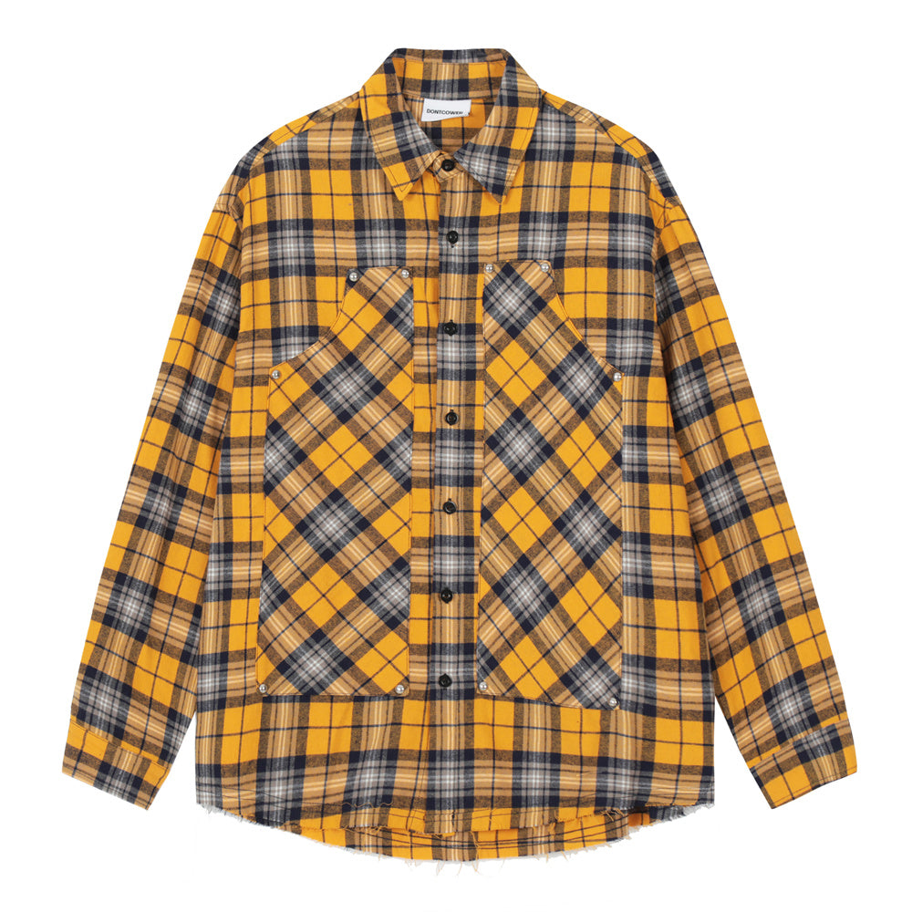 Plaid Embroidered Letters Shirt Coat Spring And Autumn