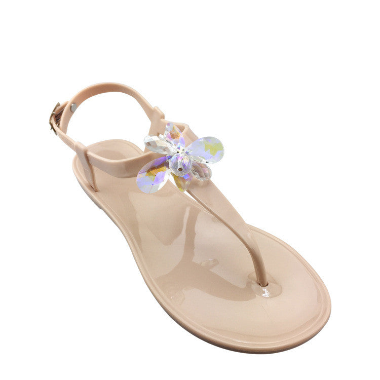Summer Fashion Casual Outdoor Pvc Multicolor Colorful Crystals Jelly Sandals