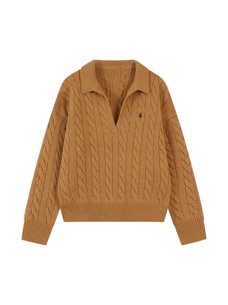 Collar Embroidery Loose-fitting Long Sleeve Sweater Women