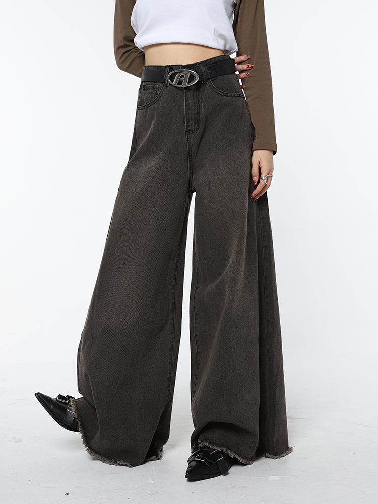 Retro Black Gray Do Old Jeans Female