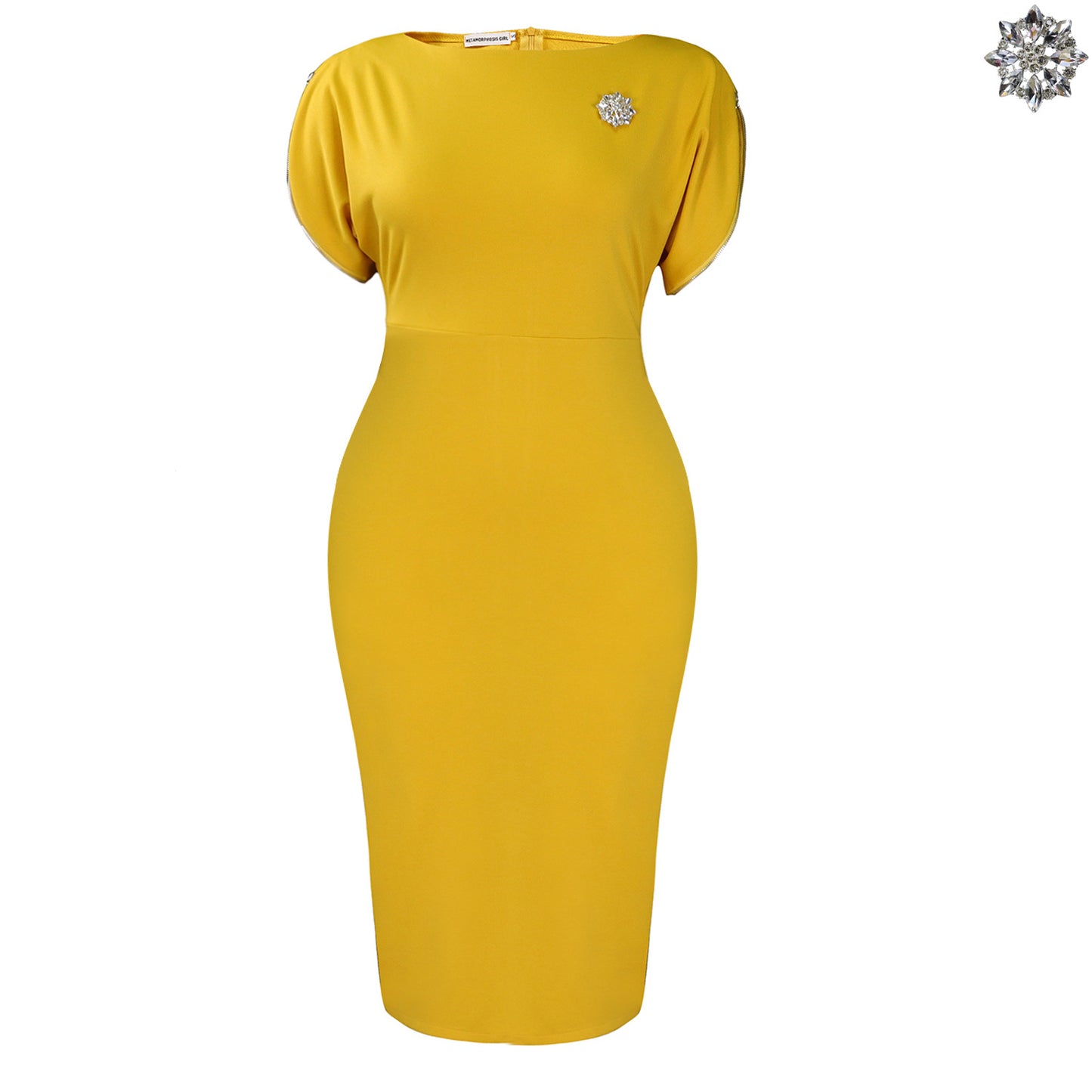 New Short-sleeve Crew-neck Chic And Elegant OL Sheath Dress