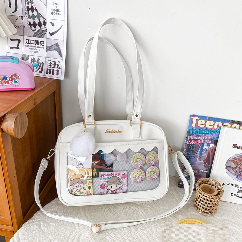 Personality Transparent Hairball Soft Girl Student Transparent Shoulder Bag