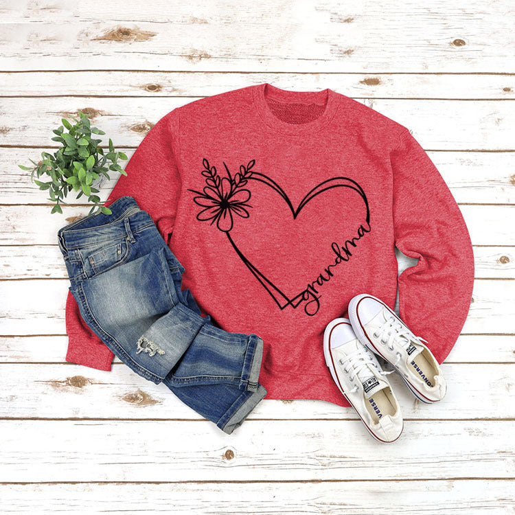 Langærmet Bedstemor-printet Løs Sweater