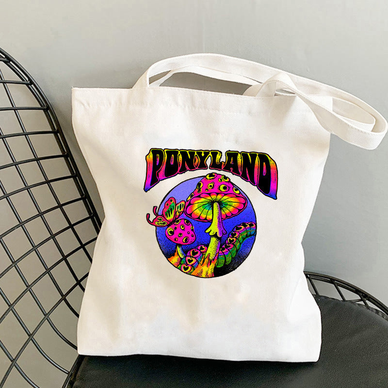 Mushroom Print Personalized Creative One-shoulder Canvas Bag