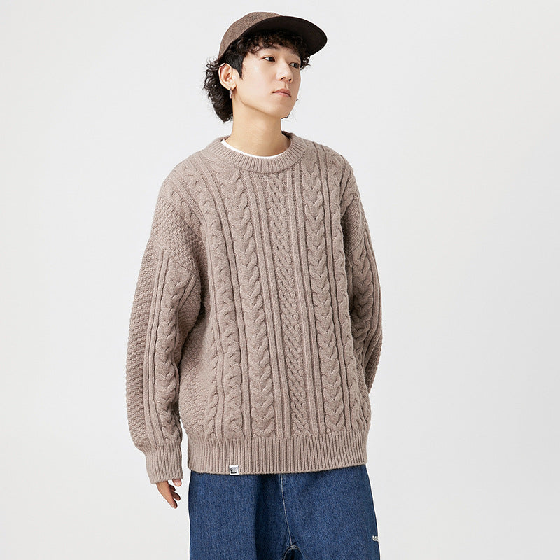 Japanese-style Retro Simple Sweater Male Couple Loose