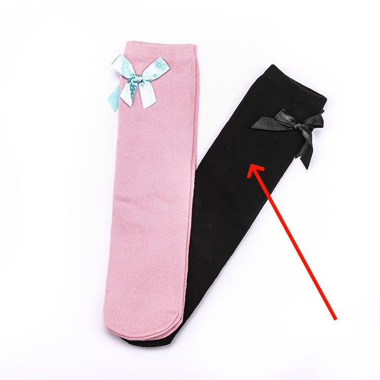 Girls' Pure Cotton Mid Tube Bow Princess Socks