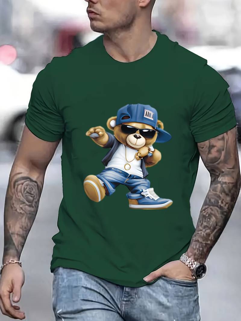 Mens Digital-Print Crew-Neck Short-Sleeve T-Shirt