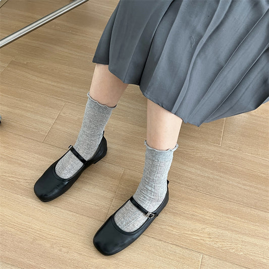Mesh Hollow Out Solid Color Stringy Selvedge Mid-calf Length Loose Socks Breathable Sweat Absorbing
