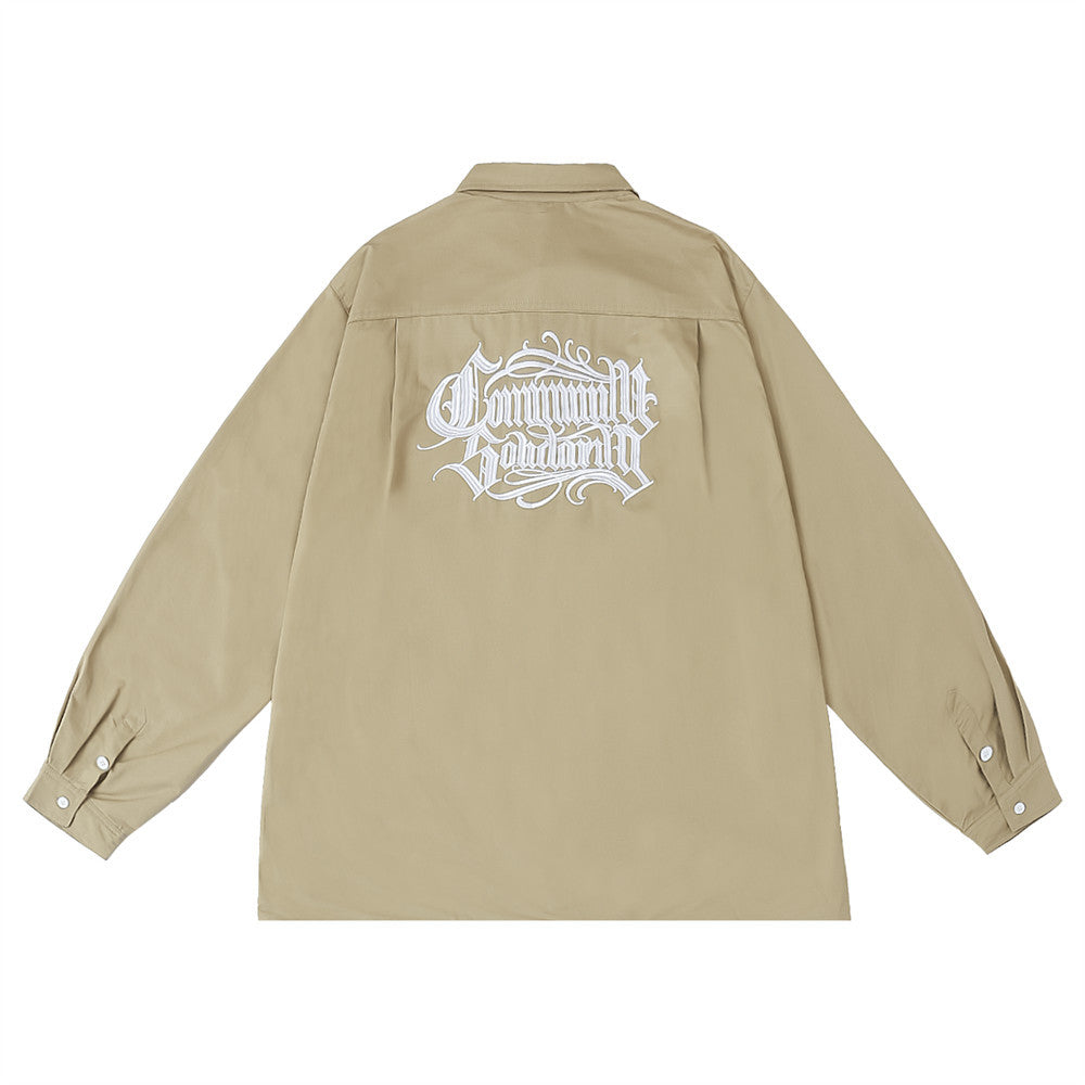 Artistic Embroidered Letter Long Sleeve Shirt